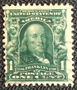 US #300 Used Single Benjamin Franklin SCV $.25