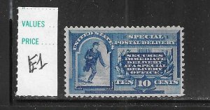 US #E1 1885 SPECIAL DELIVERY 10C (BLUE) UNWMK- PERF 12 - MINT NEVER HINGED