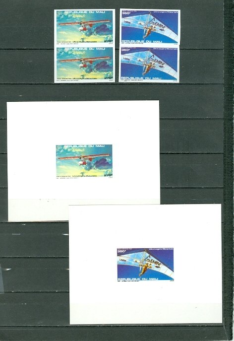 MALI 1984 GLIDERS #C495-96 IMPERF PAIRS + (2) PROOFS MNH