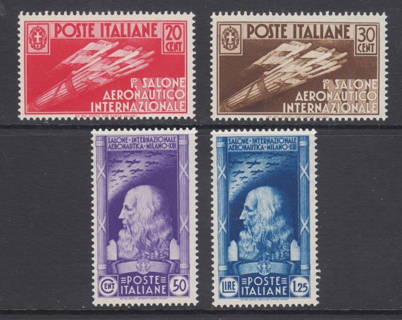 Italy Sc 345-348 MNH. 1935 Leonardo da Vinci & Flight, cplt set, scarce.