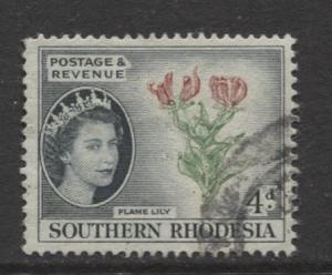 Southern Rhodesia- Scott 85 - QEII Definitives - 1953 - Used - Single 4d Stamp