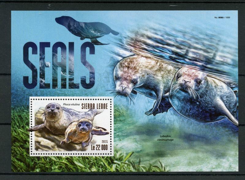 Sierra Leone 2015 MNH Seals 1v S/S Marine Mammals Common Seal Harbor Seal 