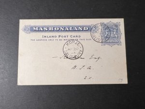 1895 British South Africa Company Mashonaland Postcard Cover Kopje Salisbury