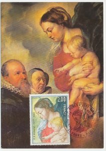 Maximum card France 1977 Peter Paul Rubens - Madonna and Child - Donors