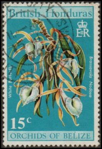 British Honduras 256 - Used - 15c White Butterfly Orchid (1970) +