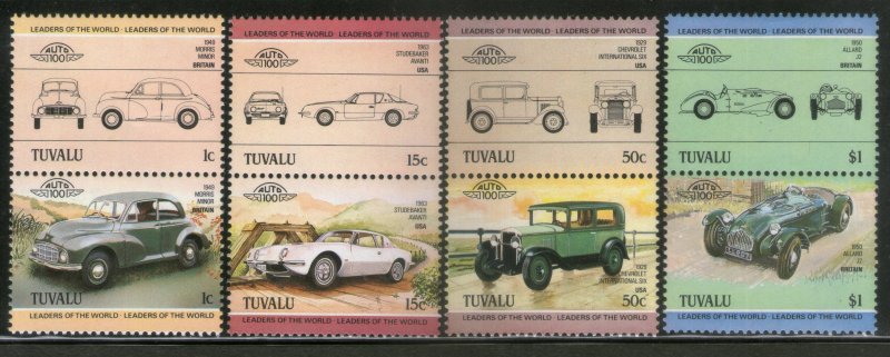 Tuvalu 1984 Motor Car Automobile Transport Sc 271-74 MNH # 886