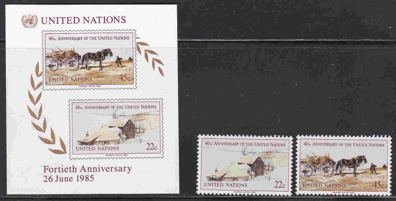 United Nations #447-49 (New York) Mint F-VF NH ** Andrew Wyeth Paintings, horse