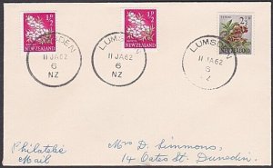 NEW ZEALAND LUMSDEN Relief cds 1962 3 strikes on cover......................Y868