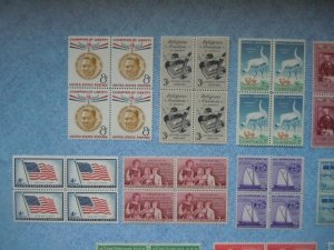 1957 Blocks of 4 Set Complete #1086-1099  14 Blocks MNH OG VF