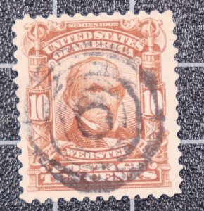 Scott 307 - 10 Cents Webster - Used - Nice Stamp - Target Cancel SCV - $3.00