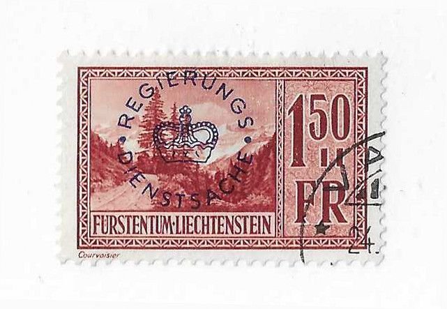 Liechtenstein  Sc #020  1.50 Fr   used  VF