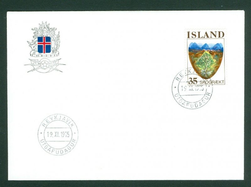 Iceland. FDC  Cachet 1975. Tree's. Forestry . 27 Kr.