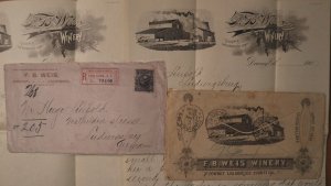 1907 F.B. Weis Winery Downey Los Angeles CA US Reg 13c Cover Ludwigsburg Germany