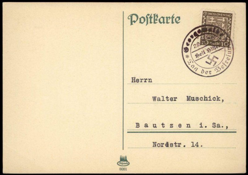 3rd Reich Germany Georgswald Sudetenland Annexation Provisional Cover G67095