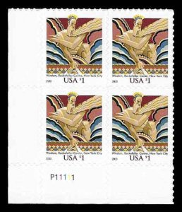 PCBstamps US #3766 PB $4.00(4x$1.00)Rockefeller Center,  MNH, (PB-3c)