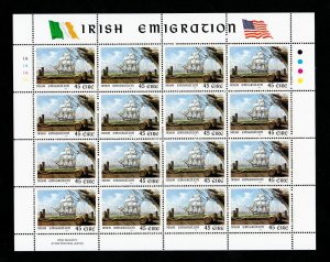 IRELAND SCOTT #1168 IRISH EMIGRATION IN THE USA STAMP SHEET 1999 MNH-OG