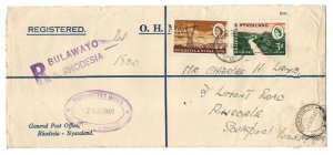 Rhodesia & Nyasaland 1960 3d & 9d Kariba on OHMS Registered cover to UK WS24535