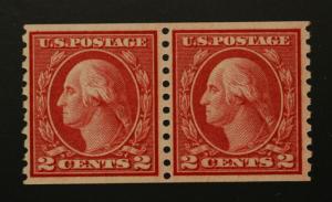 US Scott #492 1c Type III Coil Pair Genuine NH-OG