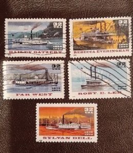 US Scott # 3091-3095; Five used 32c Riverboats from 1996; VF/XF centering