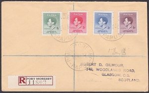 PAPUA 1937 Coronation set on registered FDC to UK..........................a3718