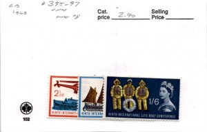 Great Britain, Postage Stamp, #395-397 MNH, 1963 Lifeboat (AB)