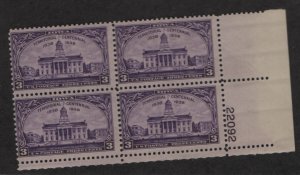 US, 838 , MNH, PLATE BLOCK,   IOWA