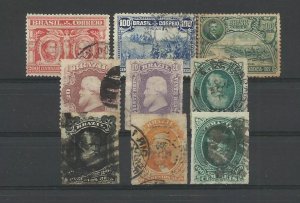 BRAZIL EARLY STAMPS LOT OF 9 USED STAMPS GOOD CATALOG VALUE