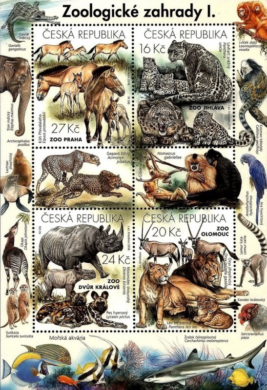Czech Republic 2016 MNH Stamps Souvenir Sheet ZOO Animals Birds Fis Monkey Horse
