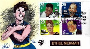 Rare Pugh Designed/Painted Ethel Merman Pl Block FDC...20 of Only 22 created!