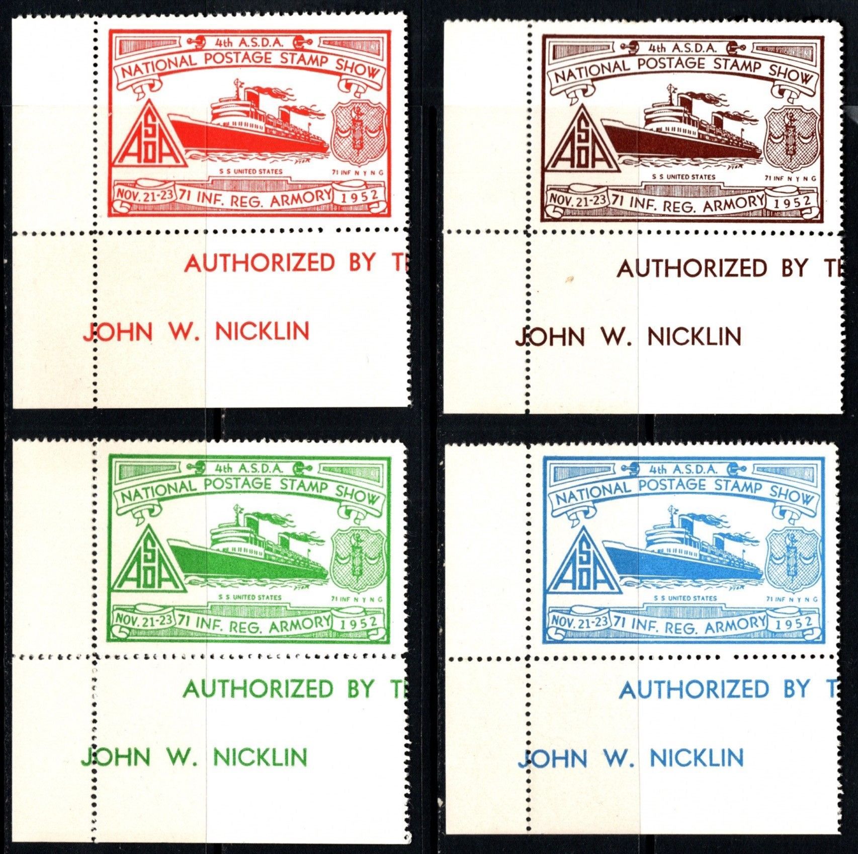 1952 US Poster Stamp 4th ASDA National Postage Stamp Show 71st Infantry