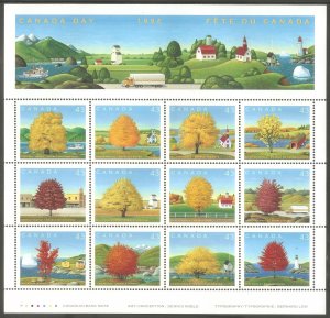 CANADA Sc# 1524 MNH FVF Souv Sheet Trees Houses River Lighthouse