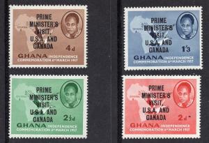 Ghana   #28-31  1958  MH  independence  Optd  minister' s visit complete