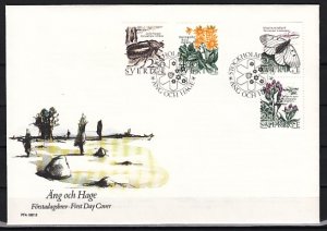 Sweden, Scott cat. 1623-1626. Insects & Flowers issue. First day cover. ^