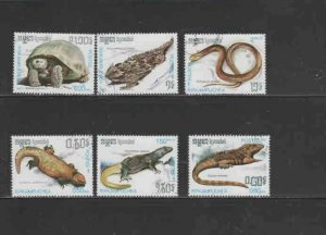 CAMBODIA #805-811 1987 REPTILES MINT VF NH O.G CTO b