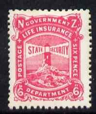 New Zealand 1944-47 Life Insurance 6d pink (Lighthouse) u...