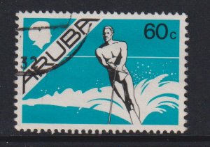 Aruba   #9   used  1986  water skier 60c