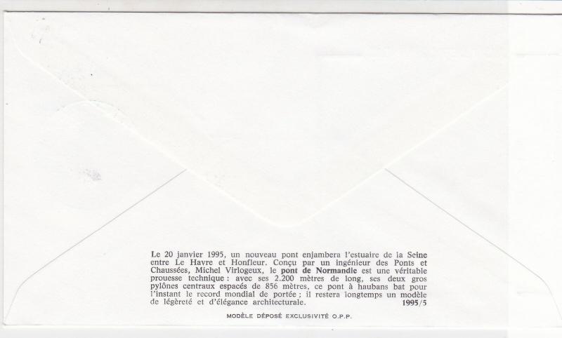 France 1995 Bridge of Normandy Picture Slogan Cancels + Stamp FDC Cover Rf 31647