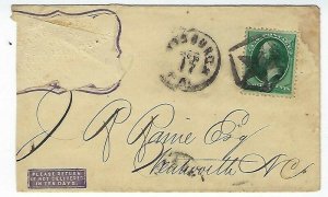 3cent WASHINGTON ON COVER FROM 1870s W/ STAR CANCEL  Q42