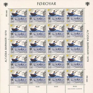 Faroe Islands - 1979 Intl Year of the Child - Set of 3 20 Stamp Sheets #45-7