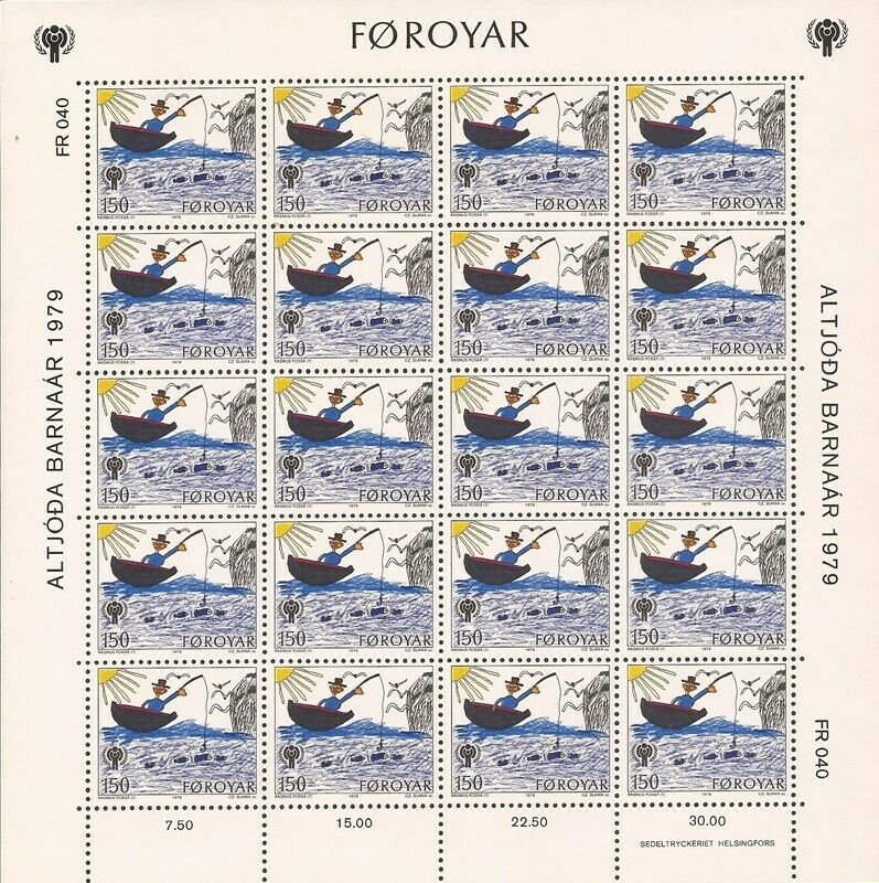 Faroe Islands - 1979 Intl Year of the Child - Set of 3 20 Stamp Sheets #45-7