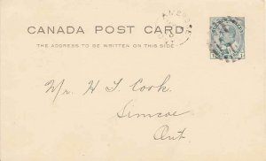 Canada 1c KEVII Postal Card 1910 Ambrose, Ont. 1908-1919 split ring to Simcoe...