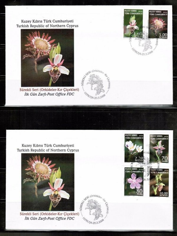 2008 FDC ORCHIDS-WILD  FLOWERS TURKISH CYPRUS
