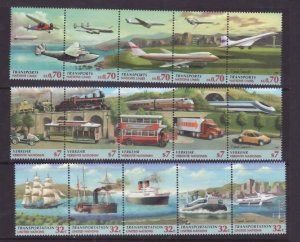 United Nations-Sc#713a,311a,227a-three unused NH strips-Transportation-1997-