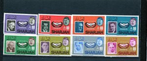 SHARJAH 1966 FAMOUS PEOPLE SET OF 8 STAMPS MNH