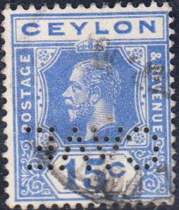 Ceylon #206 Used CAVE Perfin