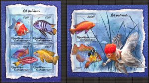 Central African Republic 2018 Marine Life Fishes II sheet + S/S MNH