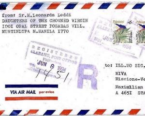 Philippines *POSADAS* Daughters of Crowned Virgin MISSIONARY Air Cover 1994 CP16