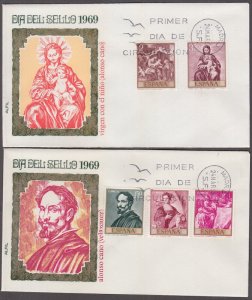 SPAIN Sc # 1556-65.2 SET of 4 DIFF FDC X 10 DIFF STAMPS - ALONSO CANO PAINTINGS