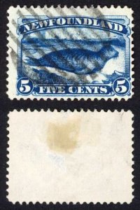 Newfoundland SG53 5c Deep Blue Cat 7.50 pounds