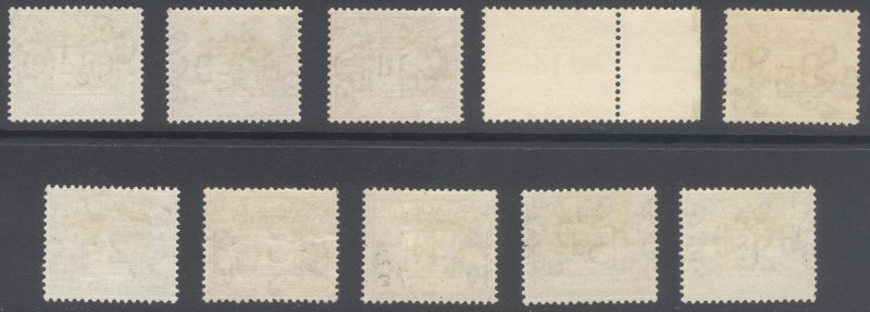 GB 1914 1/2d-1s GV Post Due Wmk SimpleCypher Scott J1-J8 SG D1-D8 MLH Cat $156+